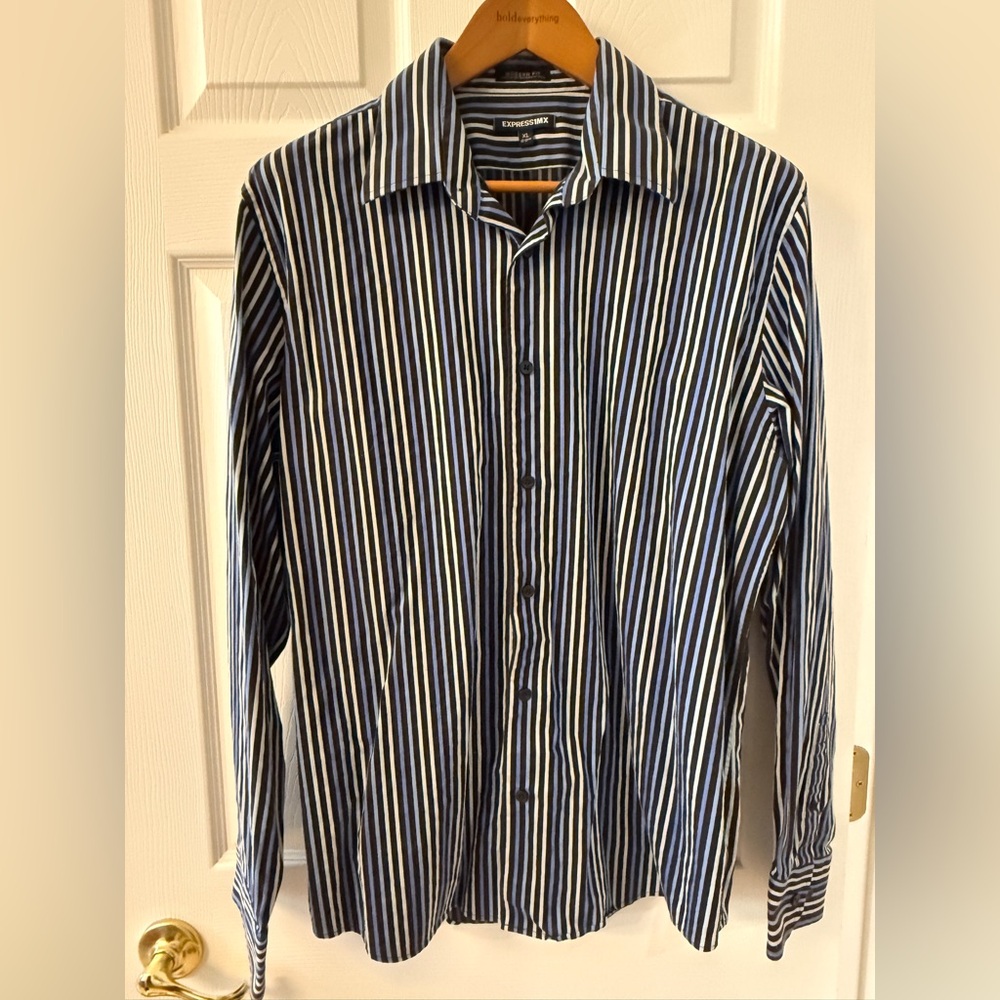 Express 1MX Modern Fit Stretch Cotton Mens Button Down